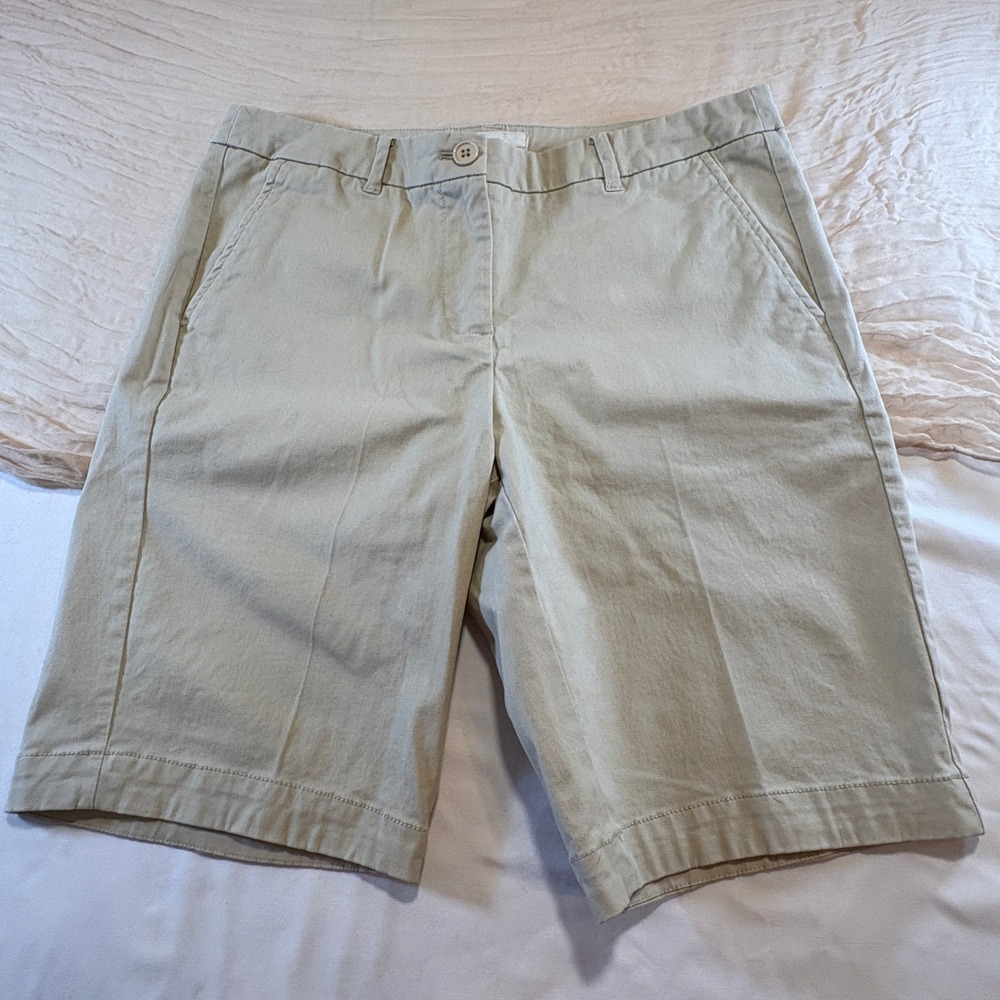Dept222 Womens‎ Classic Flat Front Button Fly Tan Chino Shorts Size 6